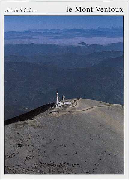 Prentkaart: Luchtfoto Top
Prentkaart met de top van de Mont Ventoux aan de zuidelijke kant.
