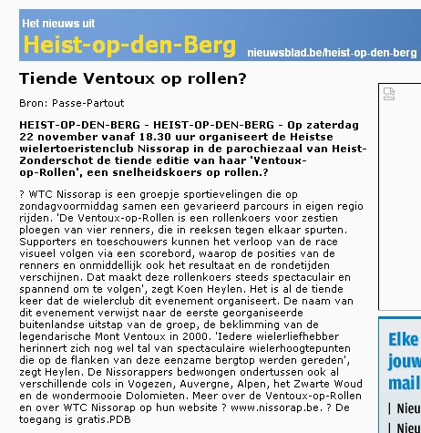Artikel op Nieuwsblad.be
We haalden niet de papieren versie van Het Nieuwsblad, maar in hun online krant verscheen er wel een artikeltje.
