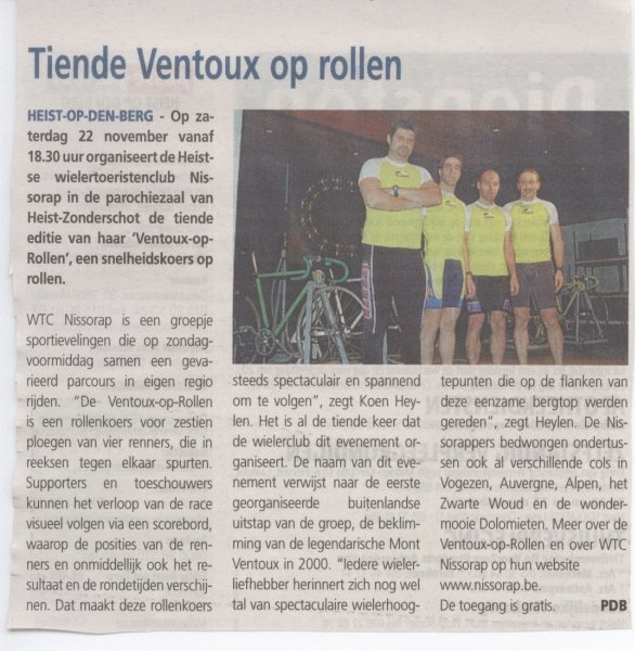 Tekst in Passe-Partout
Verslaggever PDB van Passe-Partout nam het barnum-tekstje van Koen ook over, maar plaatste Koen als verteller erbij. Hij vroeg ook om een mooie foto van vorige editie, en we gaven hem de meest treffende: die met de fiere winnaars SkinfitTeam! Spijtig dat we dat niet in de tekst laten vermelden hebben. 
