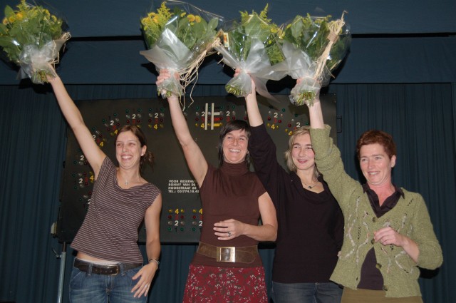 Larum Ladies in de bloemetjes gezet 1
Onze Charmeur had voor elke dame een mooi boeket voorzien en dat konden ze duidelijk appreciÃ«ren. Goe bezig Voorzitter!
