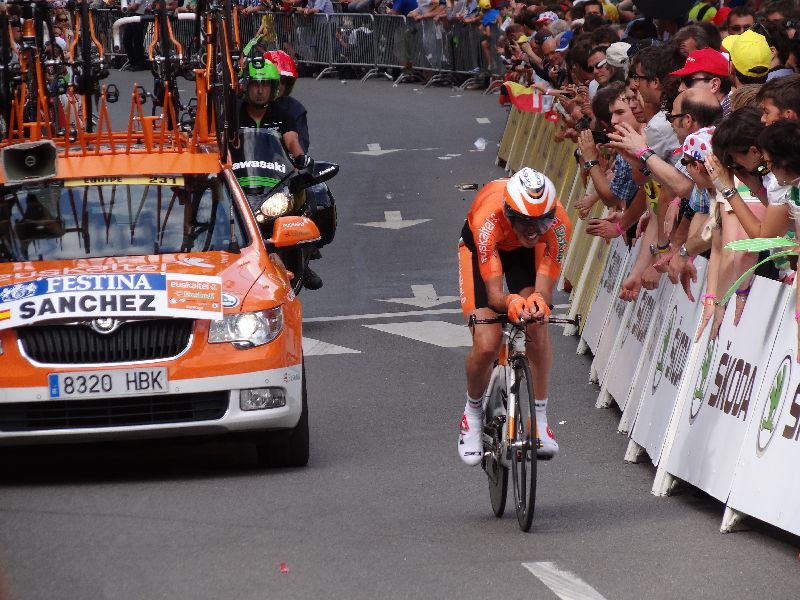 Samuel Sanchez in actie
Jammer dat hij later in de Tour letterlijk uitviel.
